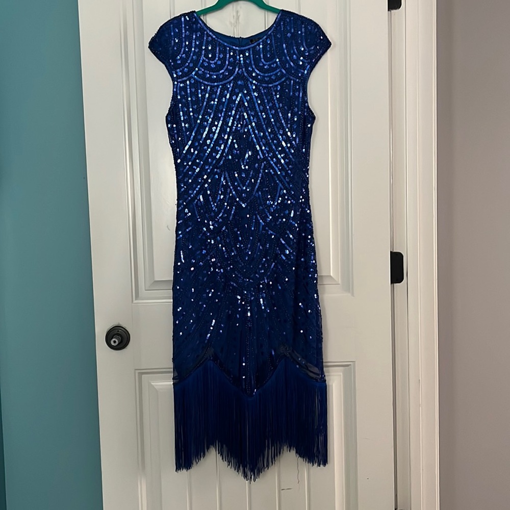 Blue sequin dress